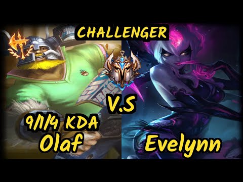 Cariok (OLAF) vs EVELYNN - 9/1/4 KDA JUNGLE CHALLENGER GAMEPLAY - BR