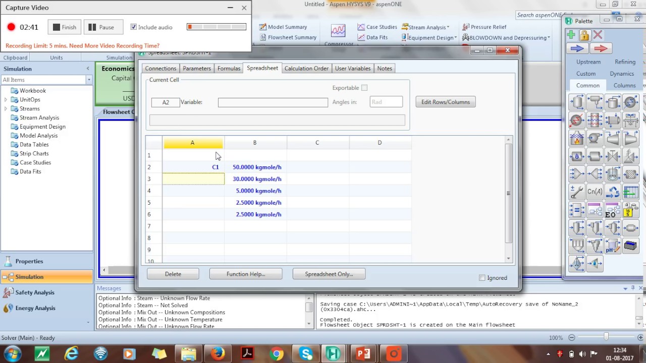 Use of Spreadsheet in HYSYS