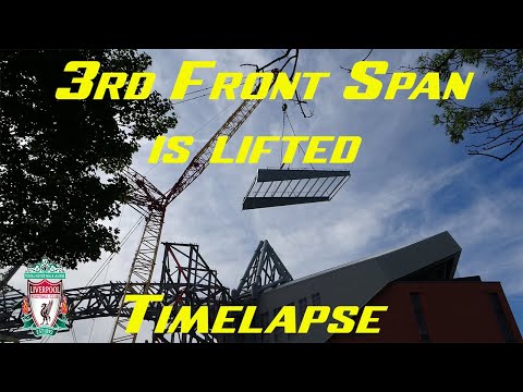 Anfield rd stand Update, Third Front span is lifted - Time Lapse