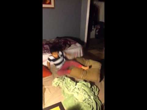 Little boy spazzing out from a front flip