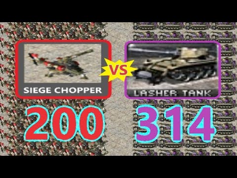 Siege Chopper vs Lasher Tank - Same Cost - Red Alert 2