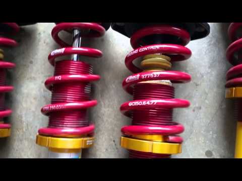 Bilstein HD, Ground Control sleeve kit, FCM bumpstops, NB tophats, and Eibach springs