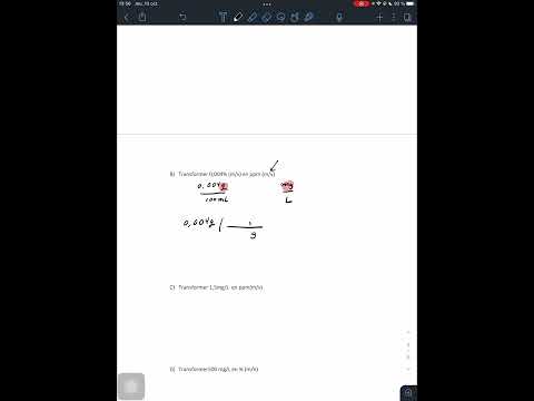 Transformation % m/V en ppm