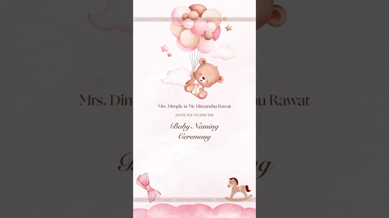 Blooming Flower Baby Naming Invitation