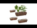 Blumenkasten 4er Set Braun - Holzwerkstoff - Naturfaser - Kunststoff - 58 x 14 x 20 cm