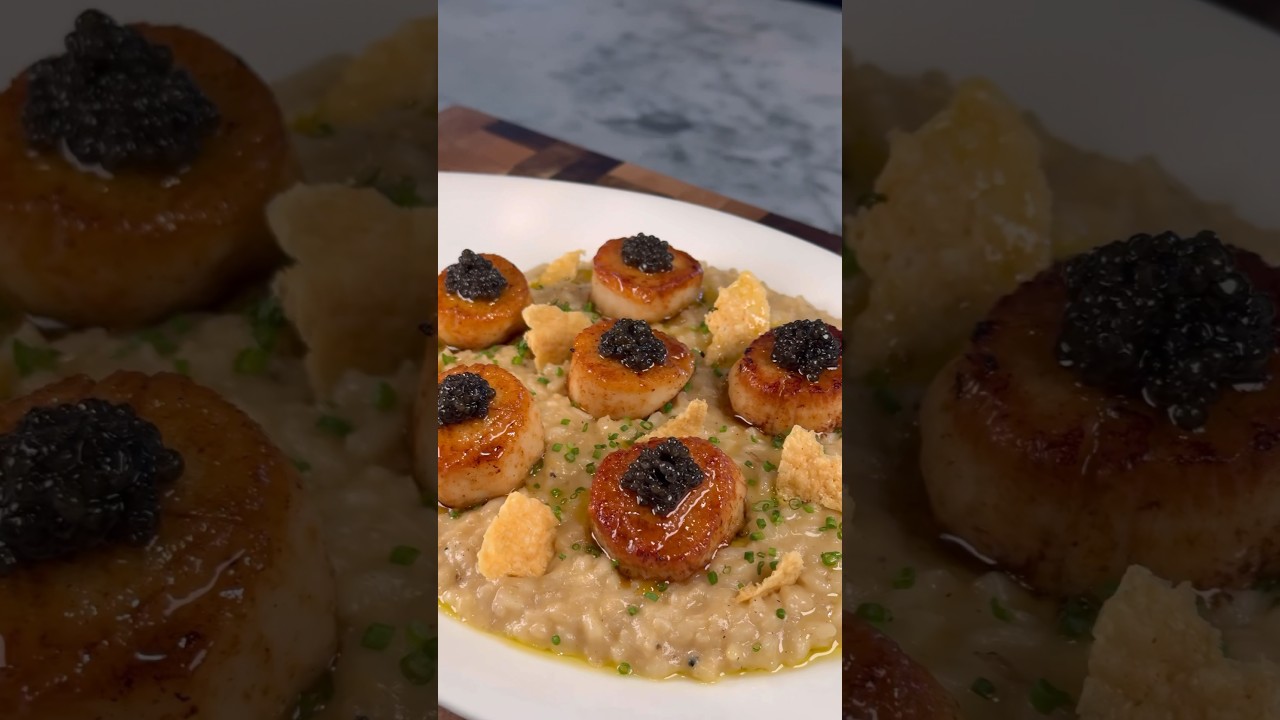 Brown Butter Scallop Risotto 😍🐚 #Shorts
