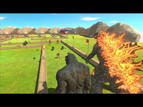 GODZILLA and KONG vs Superman T-REX DEATH RUN - Animal Revolt Battle Simulator