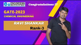 RAVI SHANKAR | Rank/AIR-3 GATE-2023 | Chemical Engineering