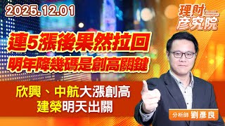 連5漲後果然拉回，明年降幾碼是創高關鍵；欣興、中航大漲創高，建榮明天出關 (圖)
