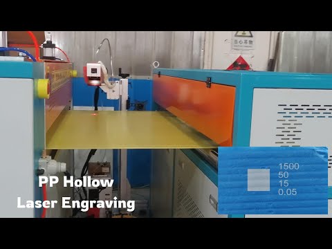 UV laser marking machine running on a PP hollow sheet production line