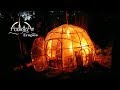 Bushcraft Dome Built From Branches and Plastic Wrap