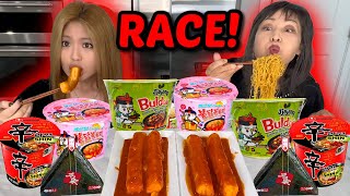 SPICY NOODLES RACE WITH GIANT TTEOKBOKKI & ful