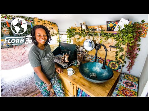 Young Female Veteran Converts Tiny Bus into Home on Wheels