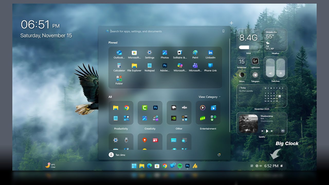 For Windows 11 25H2 - Get the New Redesigned Glass Taskbar, Start Menu & More!