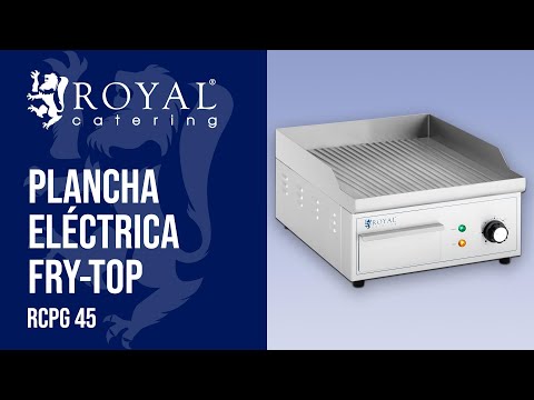 vídeo - Plancha eléctrica fry-top - 380 x 330 mm - Royal Catering - Ondulada - 2,000 W