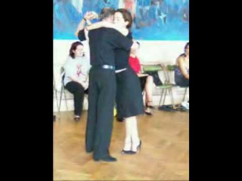  Maria Plazaola  and  Carlos Gavito  are  dancing  to  the  tango  "  A Mis Companeros  "
