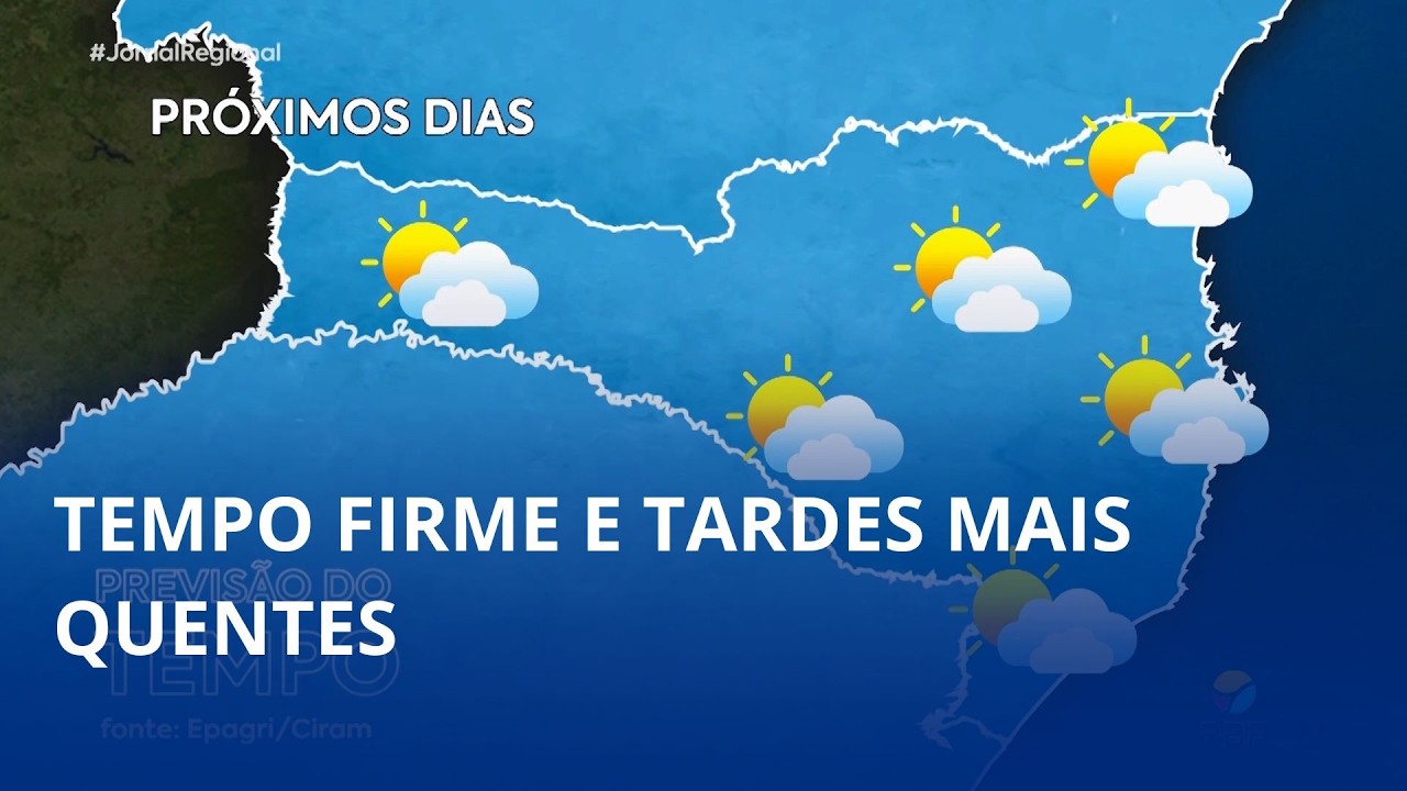 ☀️ Sol predomina e temperaturas voltam a subir em Santa Catarina