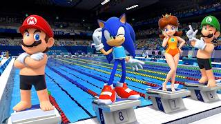 【マリオ＆ソニック東京2020オリンピック】水泳全種目！マリオ・ピーチ・ルイージ・ソニックの白熱バトル！