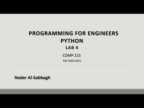 Comp215 Programming For Engineers Lab 4 Python