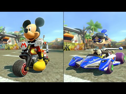 Mario Kart 8 Deluxe - Inkling Boy Vs Mickey Mouse in Shell Cup & Flower Cup [2 Players]