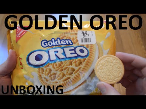 Unboxing Nabisco Golden Oreo Creme Filled Sandwich Cookies