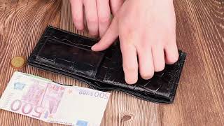 Модний гаманець для чоловіків з натуральної шкіри з тисненням під крокодила Canpellini 21925 чорний