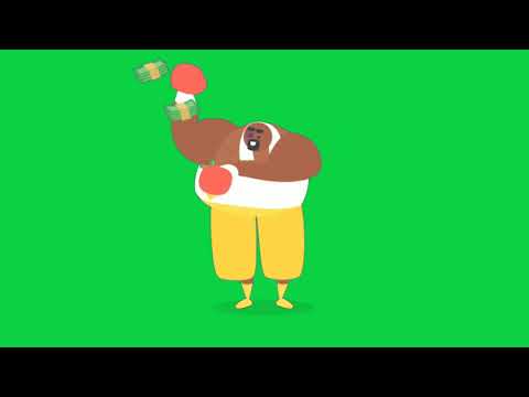 greedy man money animated green screen video for Youtubers copyright free to use.
