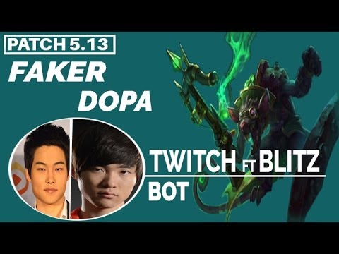 Faker ADC ft Dopa Support Bot lane |  Twitch ft Blitzcrank Gameplay S5