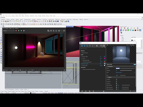 VRAY RHINO Videocourse - 08 - Artificial Lights, Rectangle, Sphere, Spotlight, Intensity, Shadows