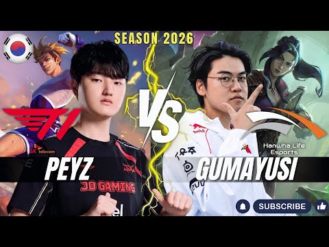 T1 Peyz vs HLE Gumayusi - Peyz EZREAL vs Gumayusi CAITLYN ADC - Patch 26.1 KR Ranked | lolrec