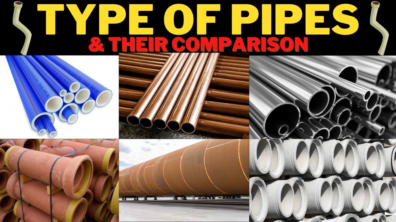 Watch video Type Of Pipes | Cast Iron Pipe | Wrought Iron Pipe | GI Pipe | Steel Pipe | Concrete Pipe | Now Type Of Pipes | Cast Iron Pipe | Wrought Iron Pipe | GI Pipe | Steel Pipe | Concrete Pipe |