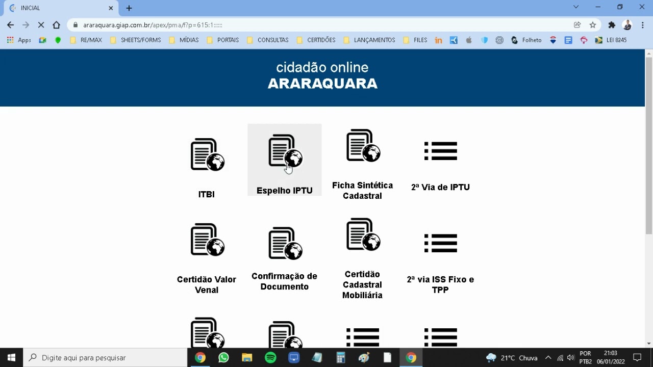 Como obter espelho, 2ª via ou certidão negativa de débitos do IPTU de Araraquara online