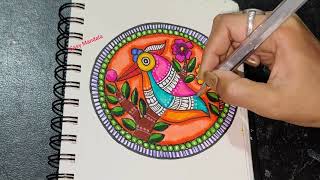 Bird Madhubani Painting Tutorial | @Easy_Mandala59