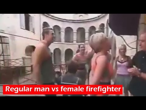 Regular man vs Female firefighter - I hope you dont mind to be rescued by female firefighter