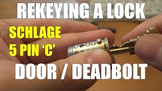 Rekeying a door lock with a deadbolt Schlage 5 pin C section key - changing a key combination