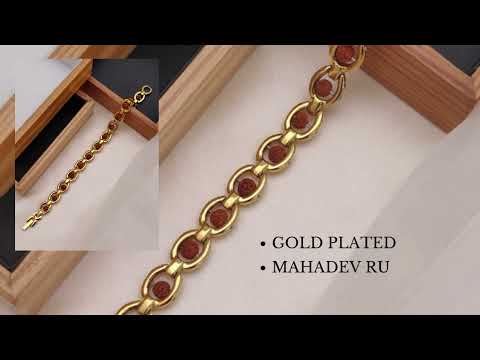 Brass gold plated rudraksha bracelet, for religion bracelets