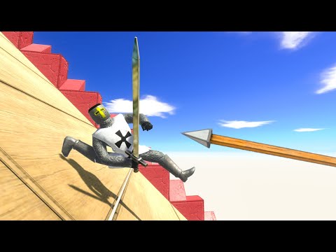 Go Down the Ramp and Escape from the Arrows - Animal Revolt Battle Simulator
