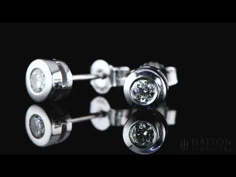 9ct White Gold 0.30ct Diamond Rubover Set Stud Earrings