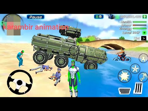 Rope Frog Ninja Superhero and Army Tank in Open World Game - Android Gameplay