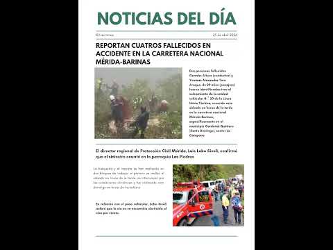 Reportan cuatros fallecidos en accidente en la carretera nacional Mérida-Barinas