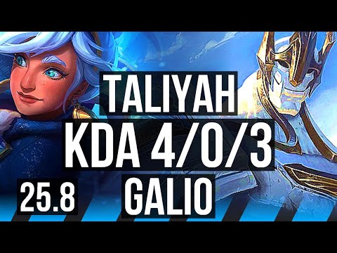 TALIYAH vs GALIO (MID) | 4/0/3 | EUW Challenger | 25.8