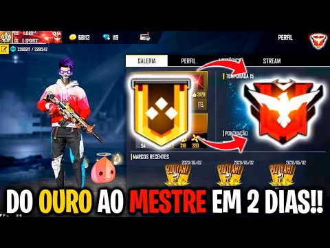 DO OURO AO MESTRE EM 2 DIAS NA TEMPORADA 15 (SEM CARTÃO) LORD FREE FIRE!!