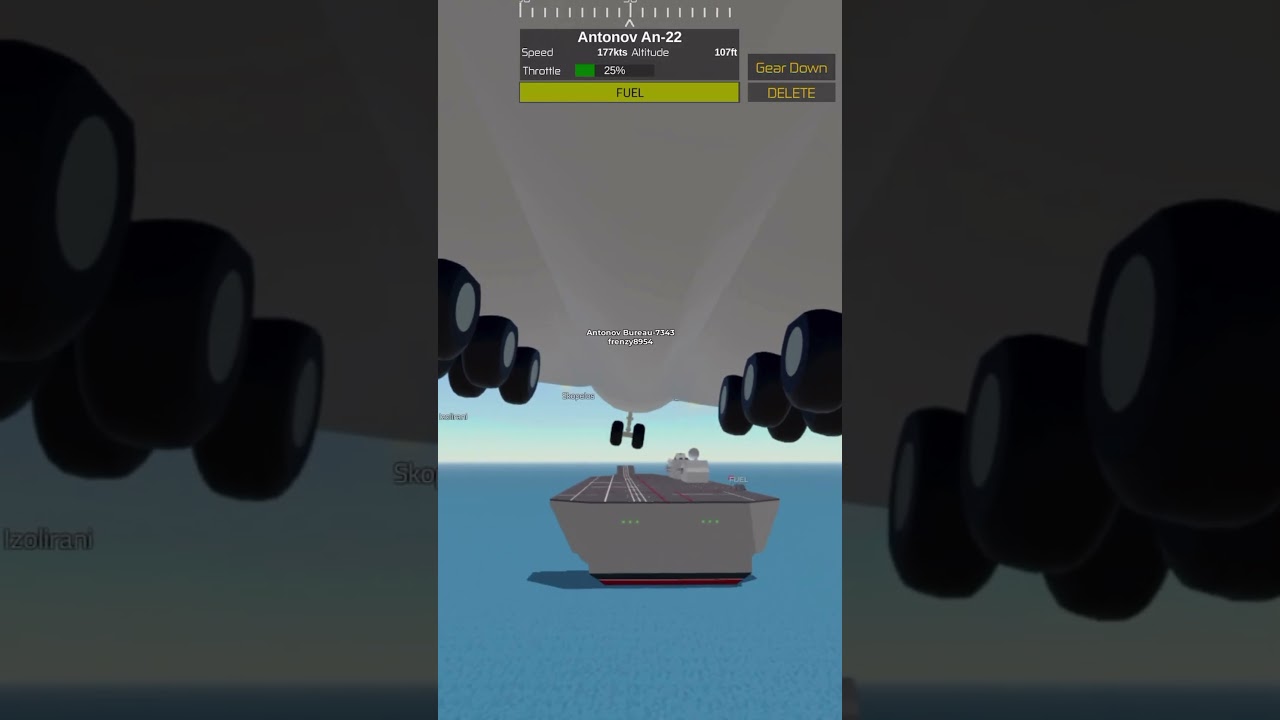 An-22 landing on HMS carrier  with the an-22 in PTFS Roblox
