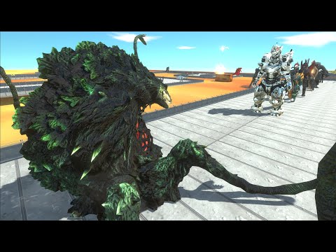 BIOLLANTE VS  GHIDORAH AND AVENGERS LAVA DEATH RUN - Animal Revolt Battle Simulator