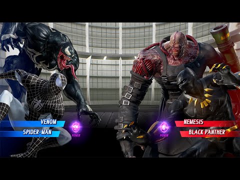 Venom & Black Spiderman vs Nemesis & Black Panther (Very Hard) - Marvel vs Capcom | 4K UHD Gameplay
