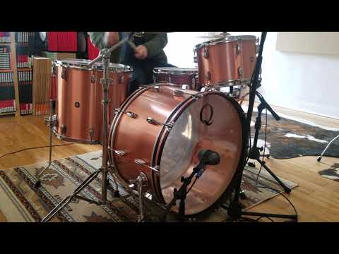 (SOLD) Drum Kits - Q Drum Co. 14x24 9x13 16x16 Brushed Copper Drum Kit