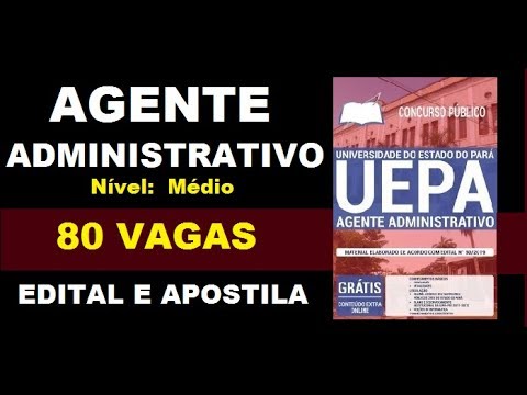 Edital Apostila Concurso UEPA PA 2020 Cargo Agente Administrativo