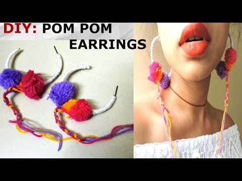 DIY: How to make earring/ POM POM Earring/Easy & Quick Video