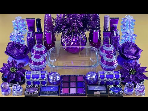 PURPLE SLIME | Mixing makeup and glitter into Clear Slime | Satisfying Slime Videos 1080p