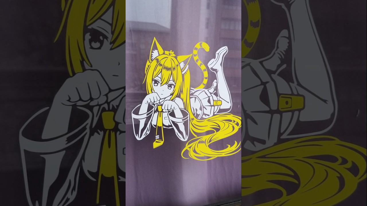 ネルちゃんヌコみみステッカーつくる🐥 #亜北ネル #イラスト #切り絵 #初音ミク AkitaNeru illustration